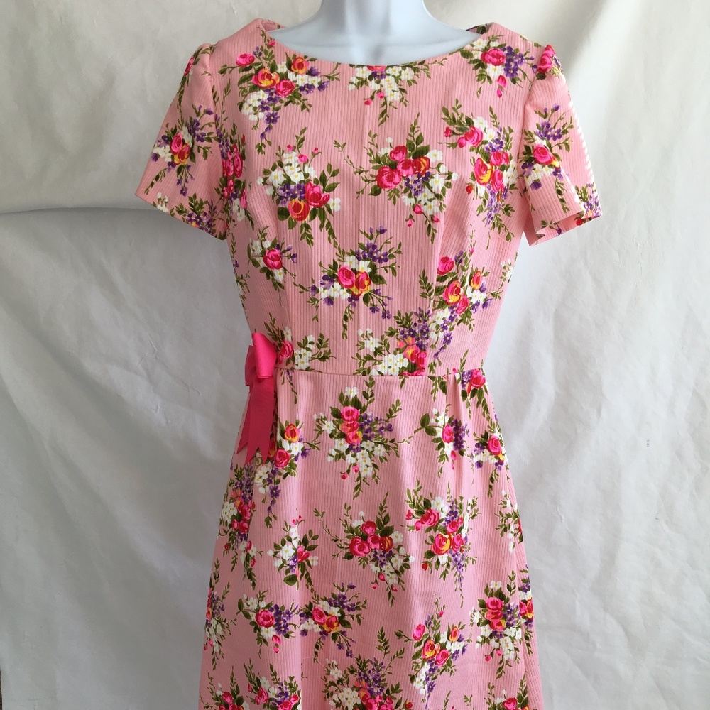 Vintage Inspired Floral A Line Dress Handmade